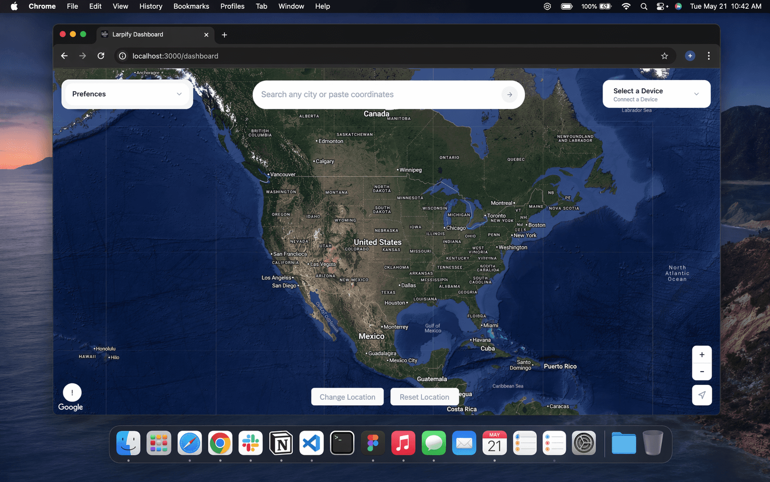 Larpify dashboard open in Google Chrome on a Mac desktop